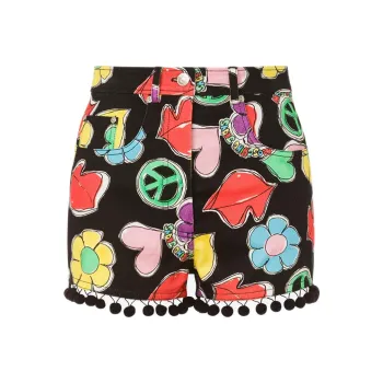 MOSCHINO Jeans High Waist Illustration Printed Shorts