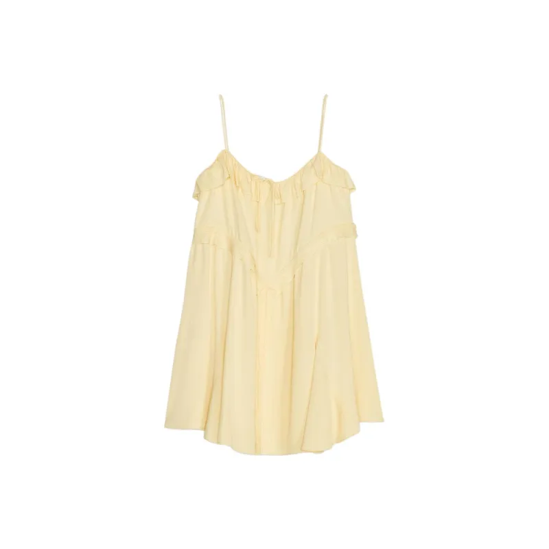 ZARA ZW Series Slip Dress Women's Light Yellow-0