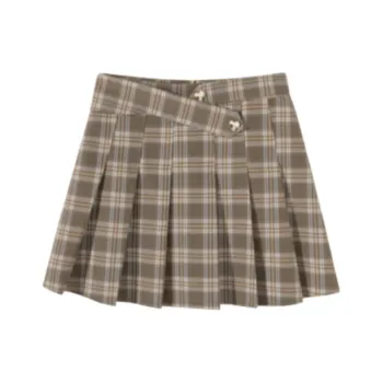 EICHITOO Casual Short Skirts Women's Khaki Plaid