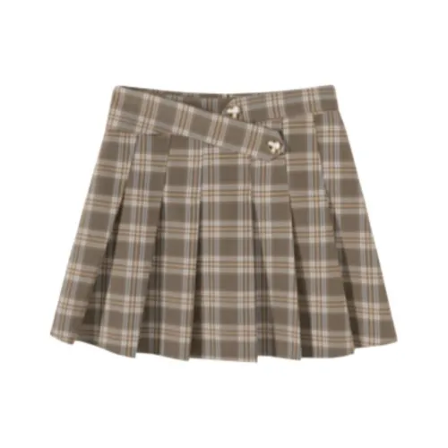 EICHITOO Casual Short Skirts Women's Khaki Plaid