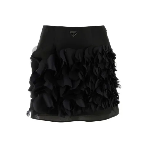PRADA Feather detail Silk Miniskirt