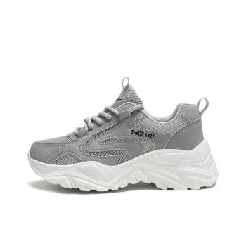 Binary Breathable Height Increase Low Top Chunky Sneakers Women's Gray