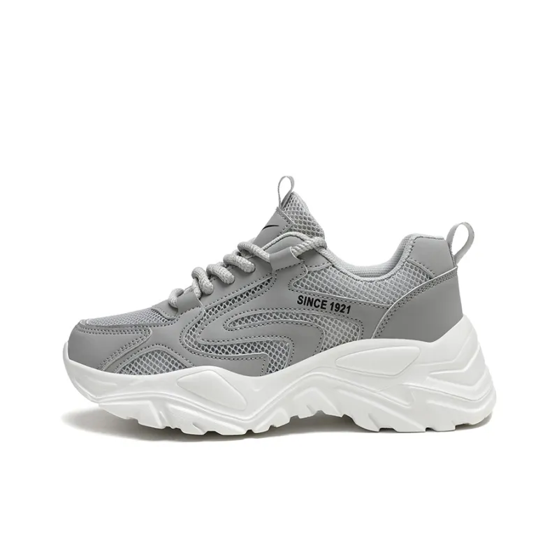 Binary Breathable Height Increase Low Top Chunky Sneakers Women's Gray-0