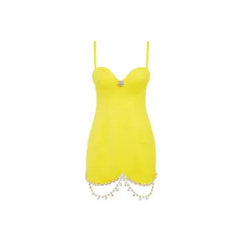 AREA Draped Crystal embellished Minidress