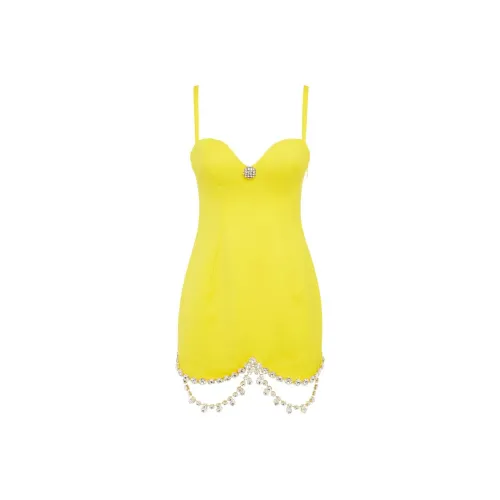 AREA Draped Crystal embellished Minidress