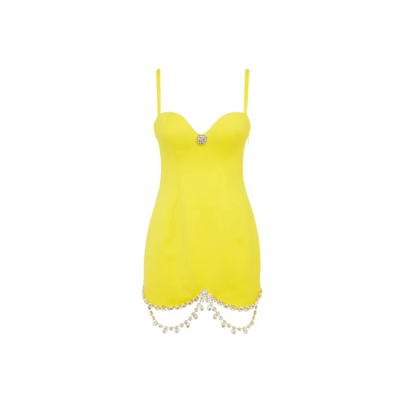 AREA Draped Crystal embellished Minidress-0