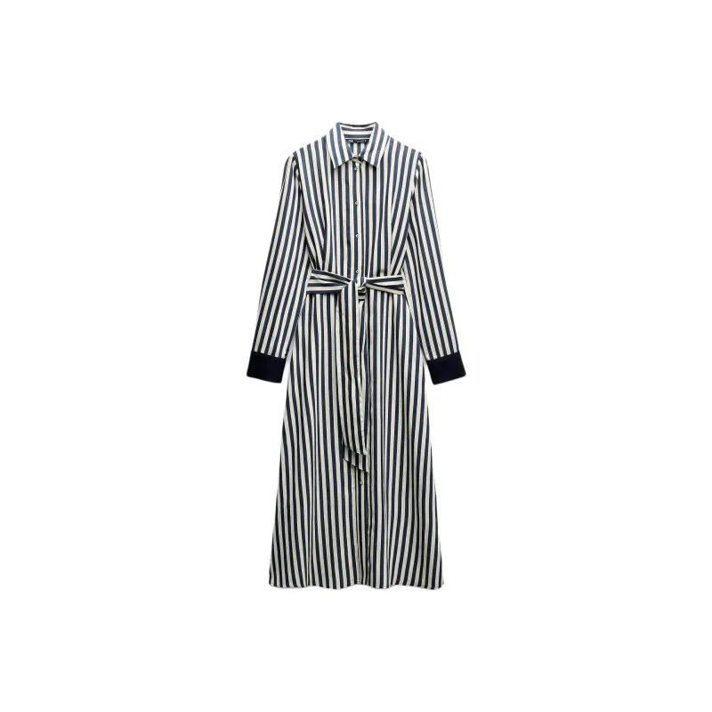 ZARA Long Sleeved Dresses Women's Nude/Sea Blue-0