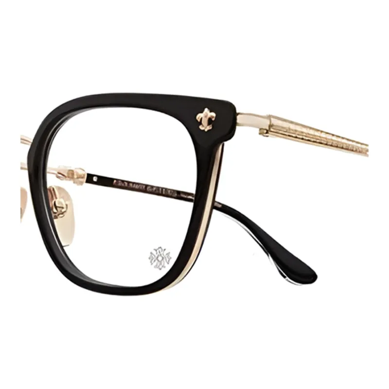 Chrome Hearts Plate And Metal Square Eyeglass Frames Unisex Black-1