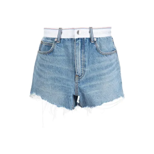 Alexander Wang Logo Webbing High Rise Bite Shorts Vintage Light Indigo