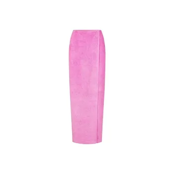 SKIMS TERRY COVER UPS LONG WRAP SKIRT Casual Long Skirts Women's NEON ORCHID/Neon Orchid