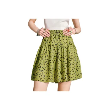 ELF SACK Casual Short Skirts Women's Leopard Print Green