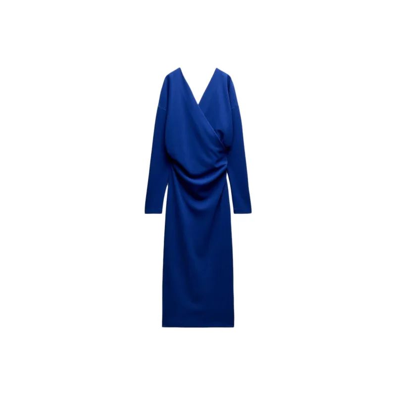 ZARA Long Sleeved Dress Women's Bright Blue-0