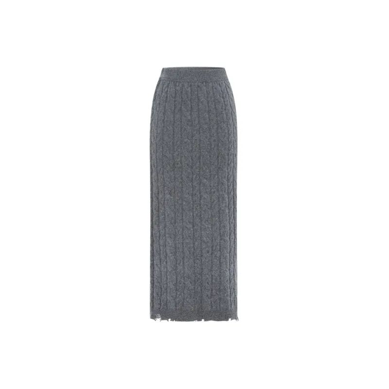MO&CO Casual Long Skirts Women's Dark Heather Gray-0