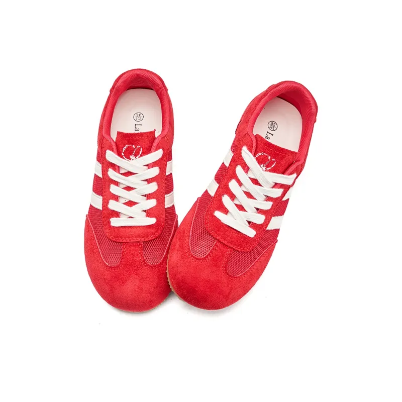 La Chapelle Anti Slip Wear Resistant Low Top Casual Shoes Women's Red-2