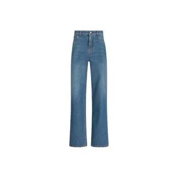 ETRO High Waist Pegaso Embroidered Wide Leg Jeans