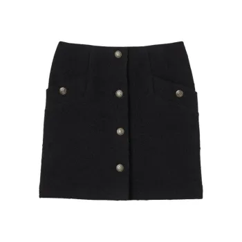 Sandro Button-detail Bouclé Miniskirt