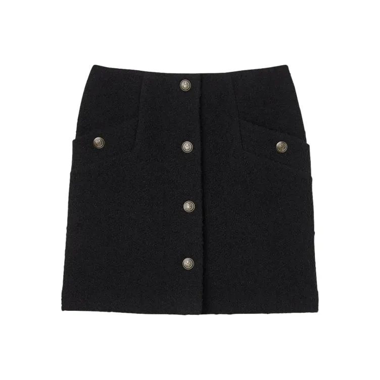 Sandro Button-detail Bouclé Miniskirt-0
