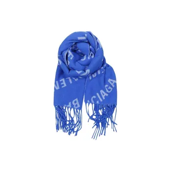 Balenciaga Wool Knit Scarves Unisex Blue