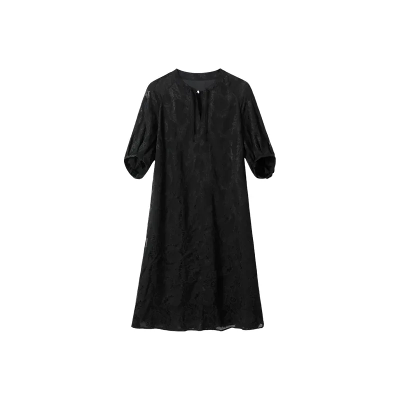 H YXIANG Short Sleeved Dresses Women's Black-0