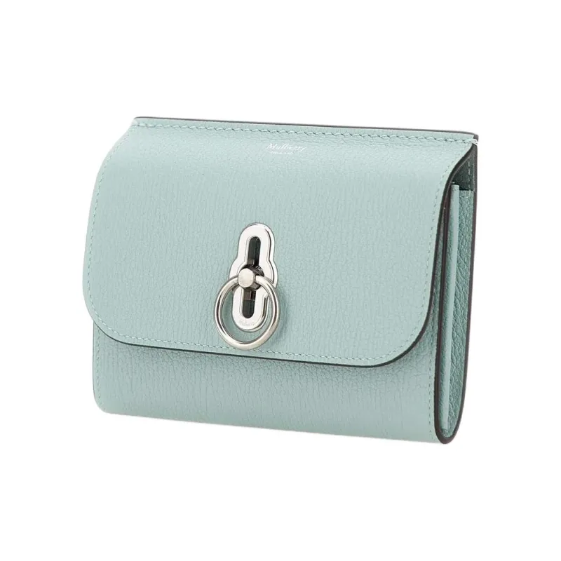 Mulberry Cow Leather Wallet Medium Size Women's Light Blue-3