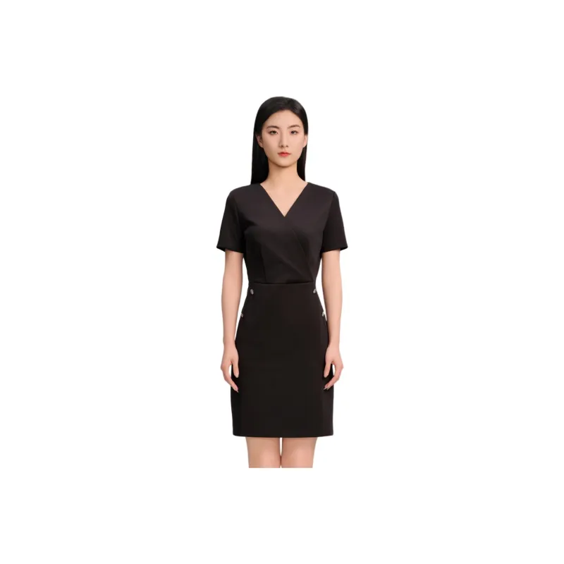 Blood Glitter Short-Sleeved Dresses Women's Black-0