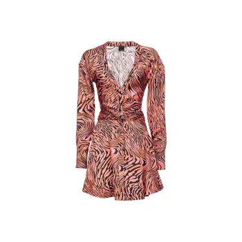 PINKO Abstract print Flared Shirt Minidress