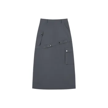 I'M ONE Casual Long Skirts Women's Dark Gray Green