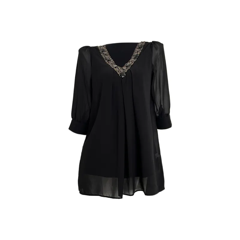 Icicofficial Long Sleeved Dresses Women's Black Dress-0