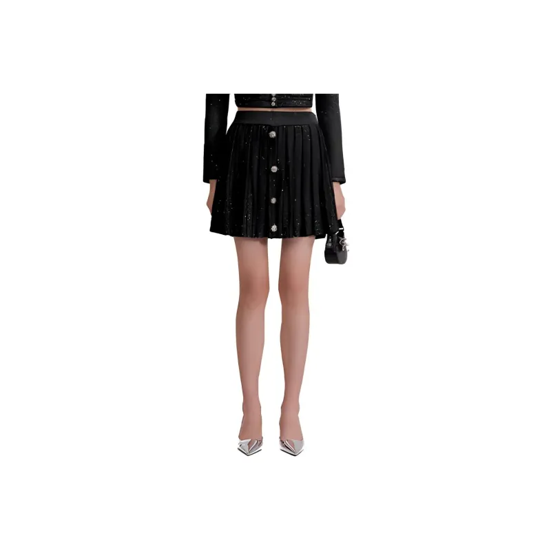 Self portrait Casual Short Skirts Women's Black-0