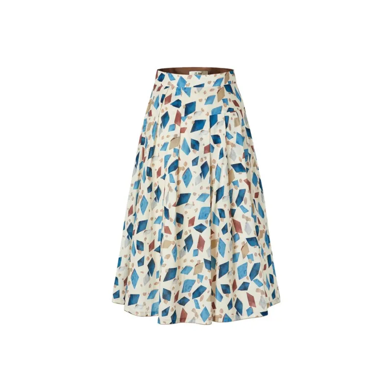 JZ. ANNAKRO Casual Long Skirt Women's Flower Lake Blue-0