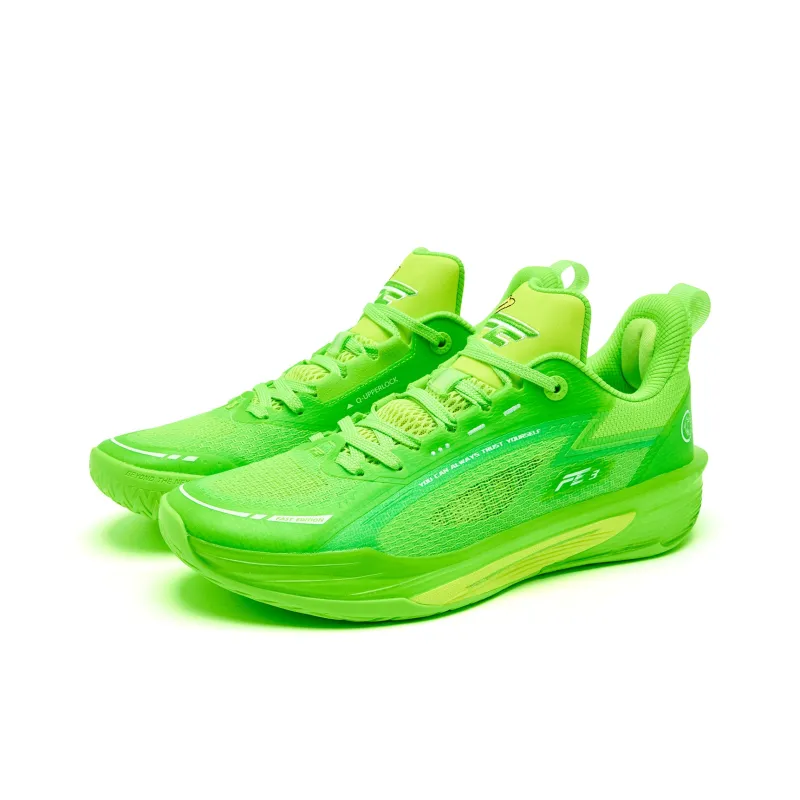 QIAODAN FE3.0 Basketball Shoes Men Low Top Shiny Green/Bright Yellow-2