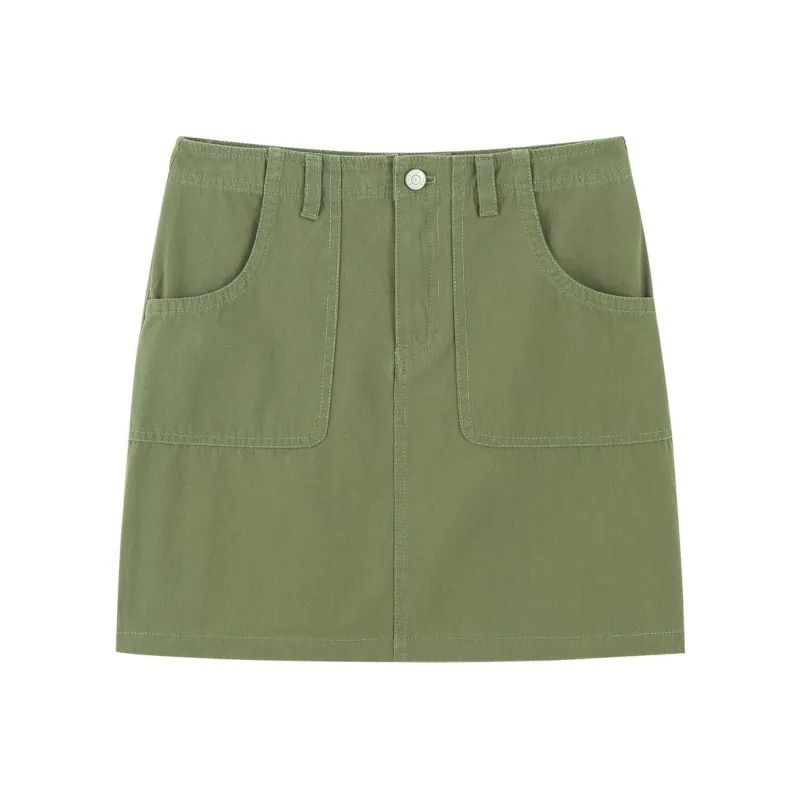 【dme】 Casual Short Skirts Women's Olive Green-0