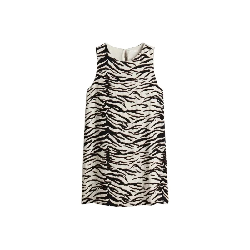 H&M Sleeveless Dress Women's Cream/Zebra Print-0