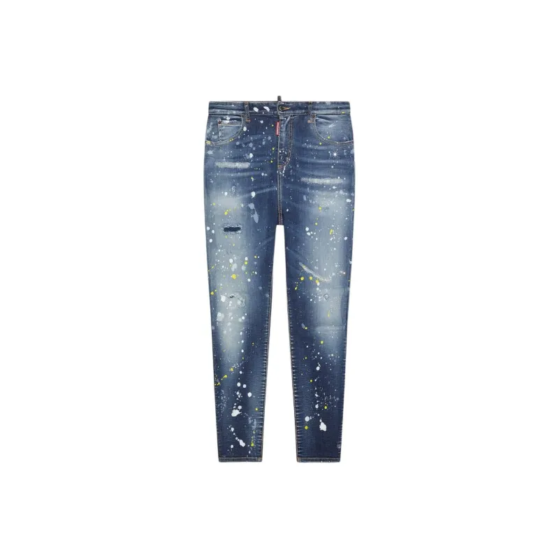 DSQUARED 2 Dark Crystal Wash High Waist Twiggy Jeans Jeans Women's Blue-0