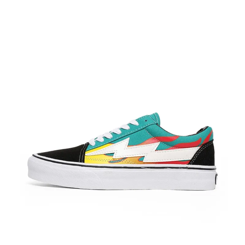 REVENFE X SPOTM x BURNING FLAME Slip Resistant, Abrasion Resistant, Breathable Low Top Canvas Shoes Unisex-10