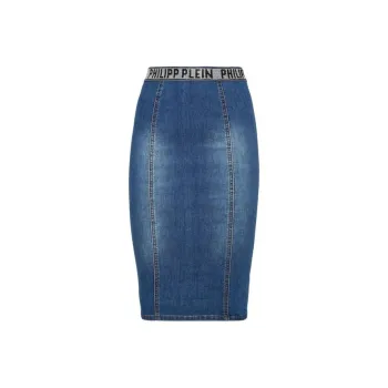 PHILIPP PLEIN Super Stretch Denim Pencil Skirt