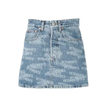 Vetements Logo-print Denim Skirt