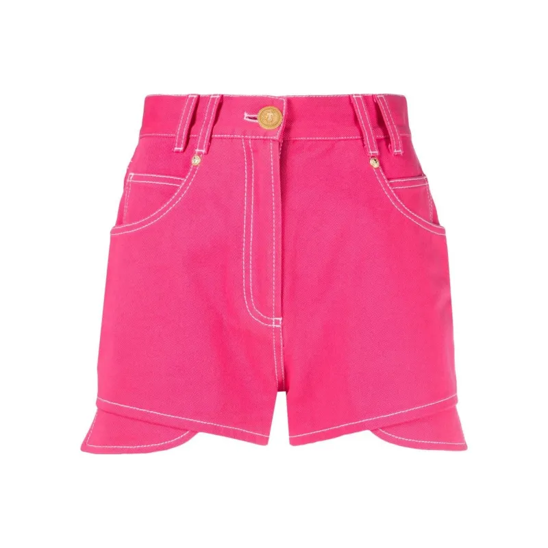 BALMAIN Denim Shorts Women's Pink-0