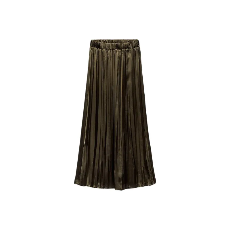 ZARA Casual Long Skirts Women's Khaki-0