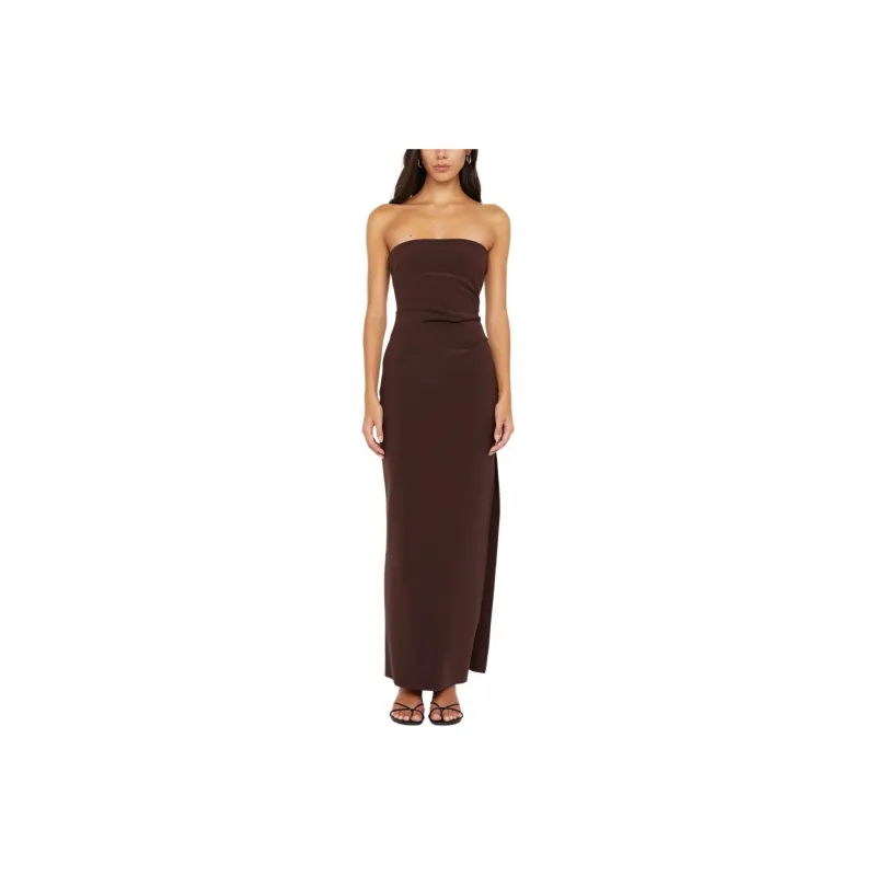 BEC+BRIDGE REINA STRAPLESS MAXI DRESS Sleeveless Dress Women's Dark Chocolate/Black Chocolate-0