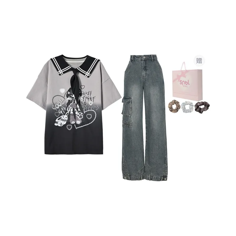 SNBL Casual Suit Women's T Shirt+Jeans-0