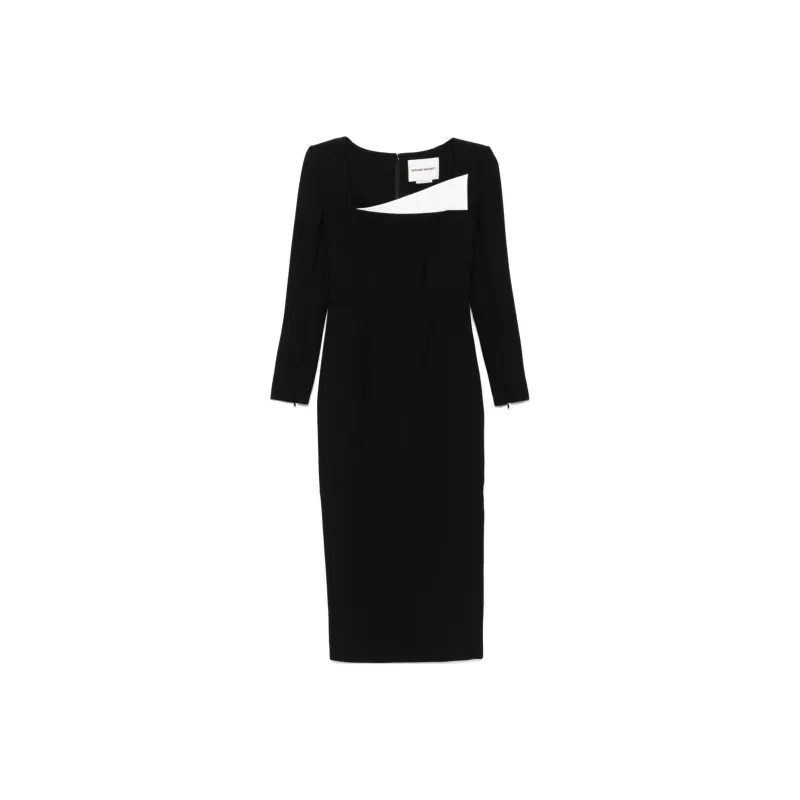 ROLAND MOURET Crepe Long sleeve Midi Dress-0