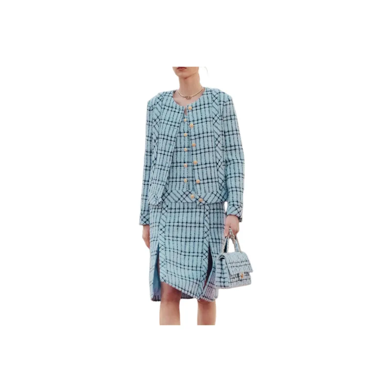 CHANEL 25S Spring Summer Collection Sleeveless Dress Women's Light Blue-0