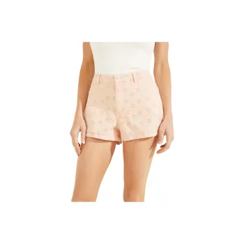 GUESS Claudia Eyelet Shorts Denim Shorts Women's Pink