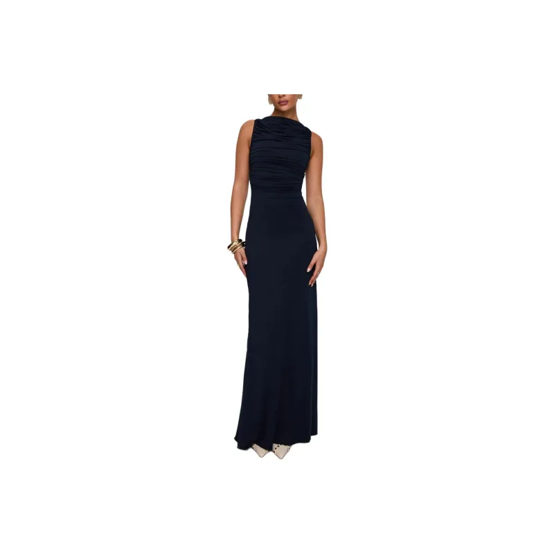 PRINCESS POLLY UNDENIABLE CUT OUT MAXI DRESS Sleeveless Dress Women's NAVY/Marine Blue-0