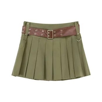 NO ONE ELSE Casual Short Skirts Women's Army Green