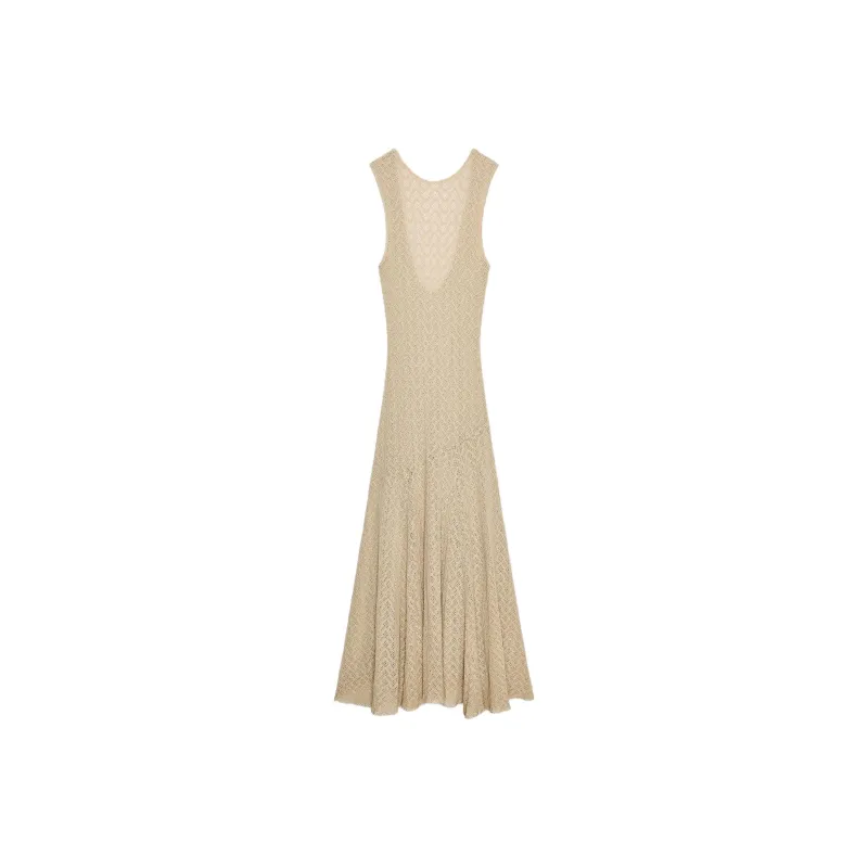 ZARA Sleeveless Dress Women's Dark Sandy Umber-0