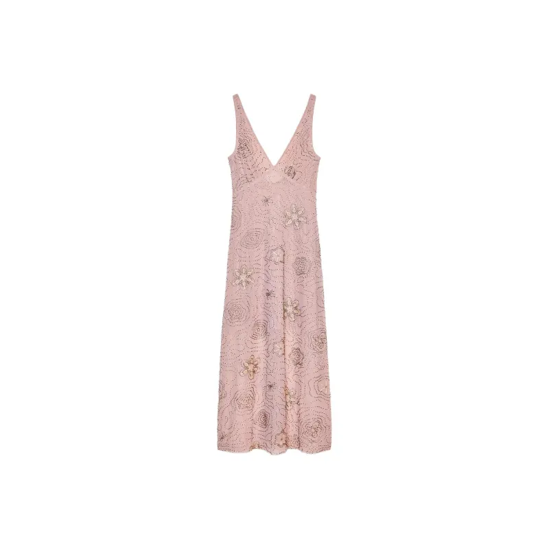 ZARA Sleeveless Dress Women's Light Pink Red-0