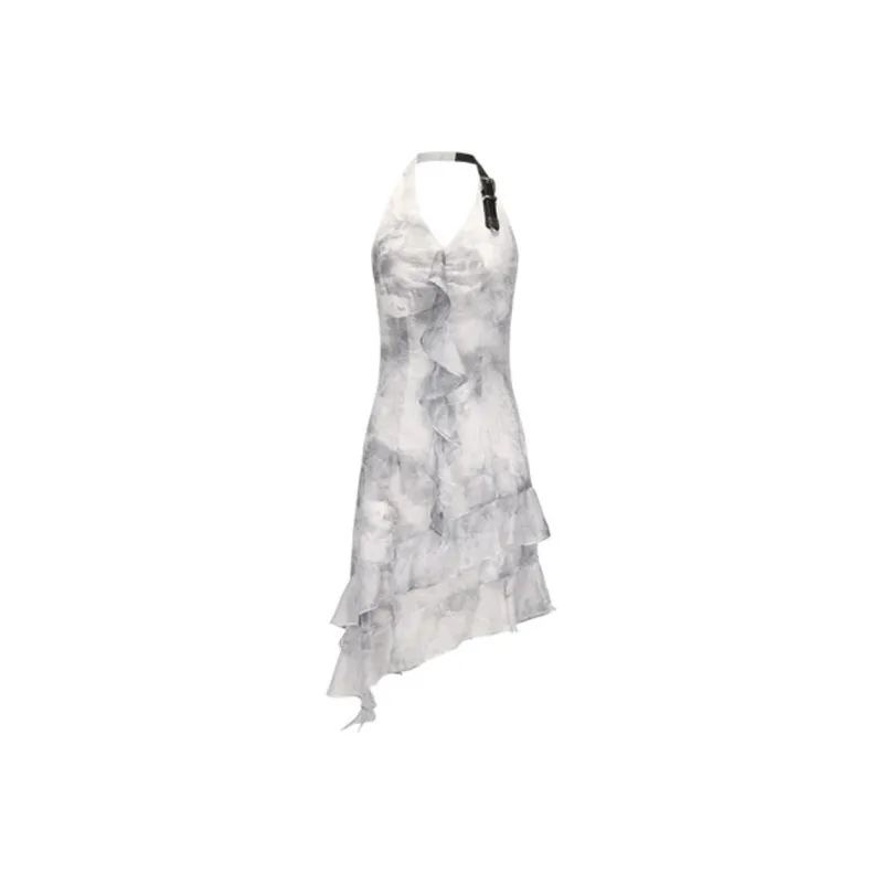 GIMING Slip Dress Women's Black And White Floral-0