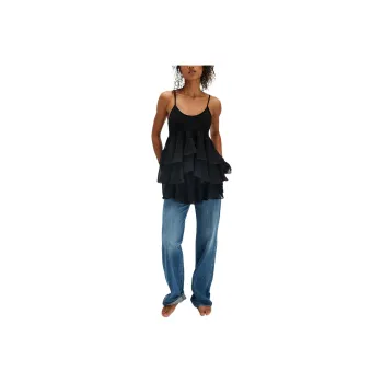 FREE PEOPLE Runaway Rockstar Mini Slip Slip Dresses Women's Black